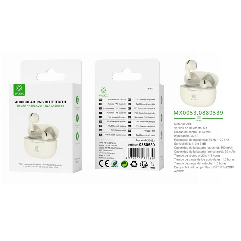 Auriculares TWS V5.3 JL6983D2 300 mAh/30mAh - albaricoque - MX0053 AL