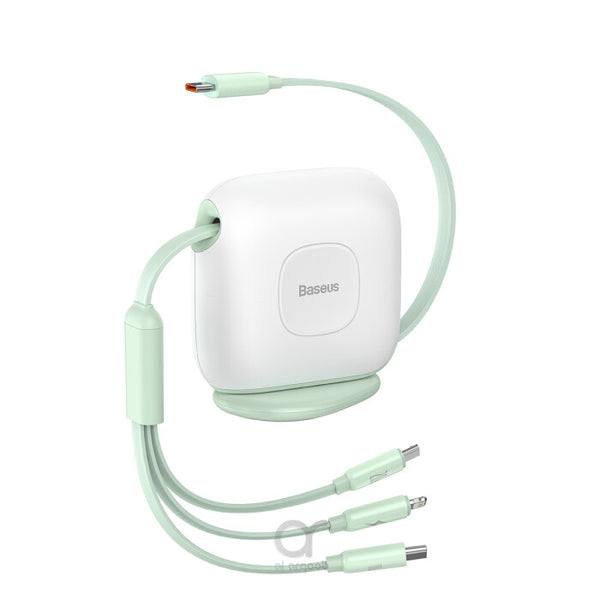 Baseus Traction Series Retractable 3-in-1 Fast Charging Cable (Fast charging easy to store 360° rotation Easy to stick on) White