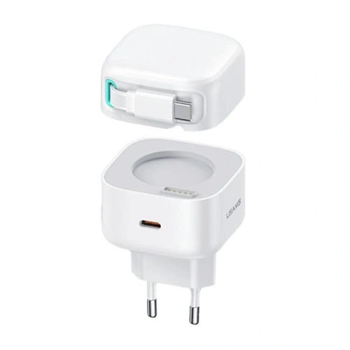 USAMS US-CC202 wall charger USB-C + USB-C cable PD QC 35W white