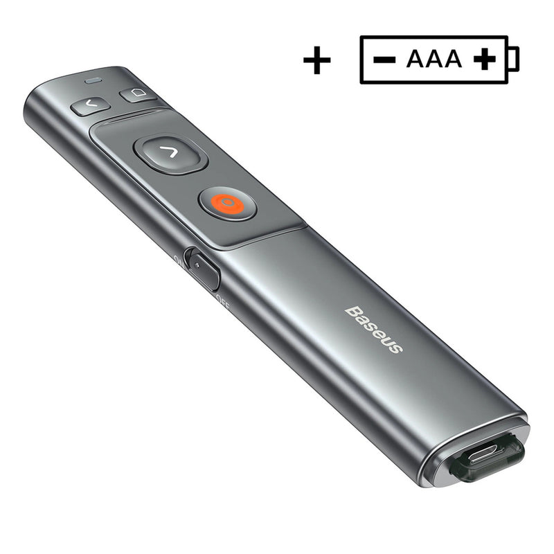 Baseus Orange Dot Wireless Presentation Laser Pointer - Gray (with battery)