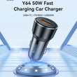 Car Charger, USB-A + Type-C, Fast Charging, 50W - Black