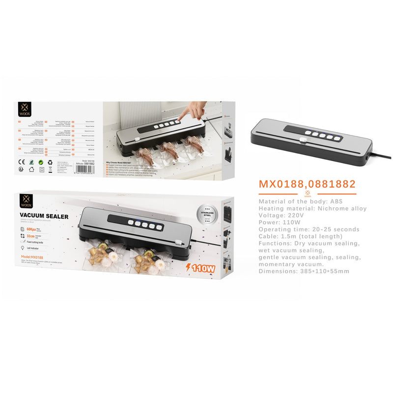 Selladora al vacio 110W 385*110*55mm ABS-negro - MX0188