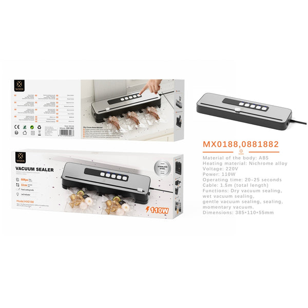 Selladora al vacio 110W 385*110*55mm ABS-negro - MX0188