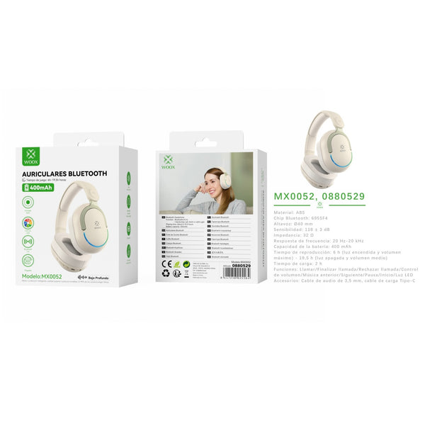 Auriculares inal ¨¢mbricos V5.3 JL6955 400 mAhFM/Bluetooth/AUX-albaricoque - MX0052 AL