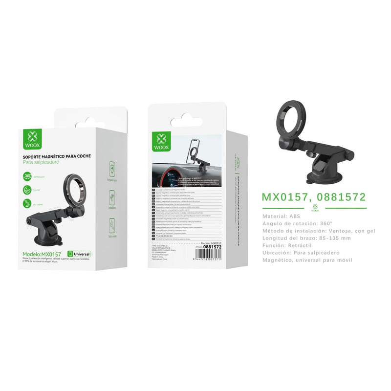 Soporte para telefono de coche con soporte magnetico para salpicadero y parabrisas, 17N52 - MX0157