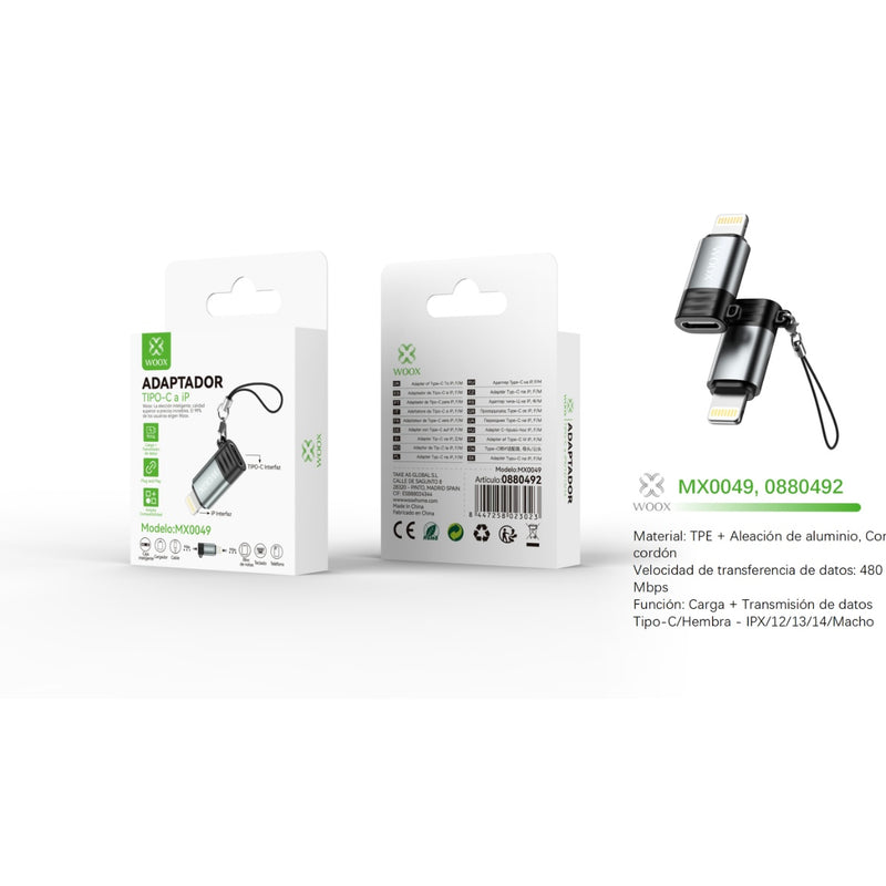 Adaptador Tipo-C/F a Lightning/M - negro - MX0049