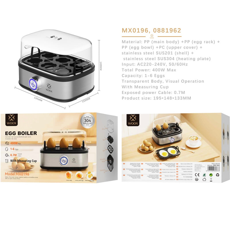 Hervidor de huevos 400W 200*150*140mm con controlador mecanico - negro - MX0196