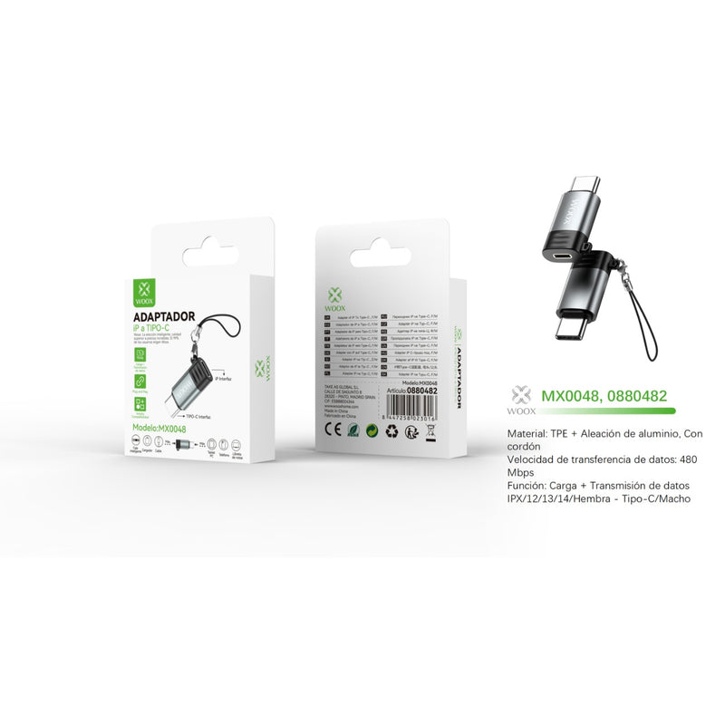 Adaptador Lightning/F a Tipo-C/M - negro - MX0048