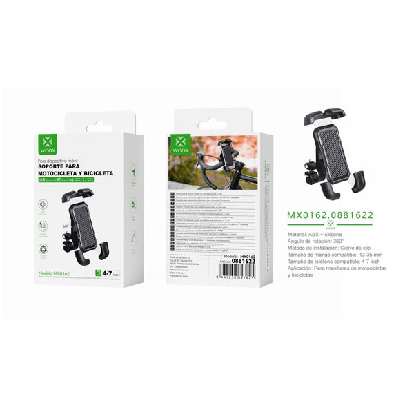 Soporte para telefono de bicicleta para bicicletas de 4-7" ABS-negro - MX0162