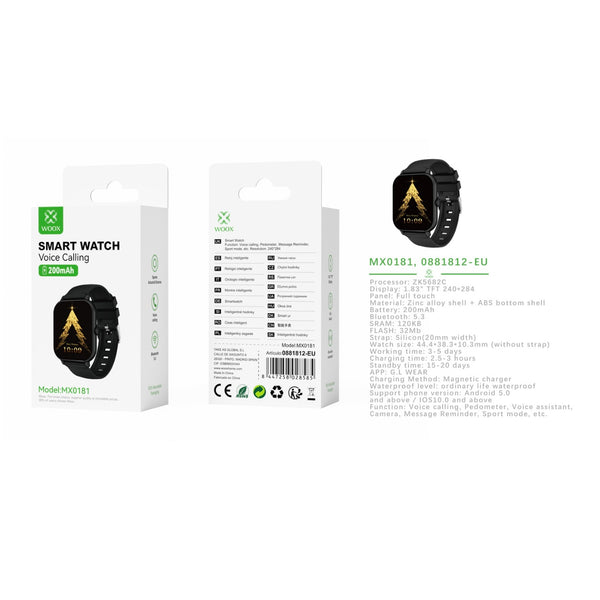 Reloj inteligente Bluetooth V5.3 ZK5682C 180 mAh - Negro - MX0181 NE