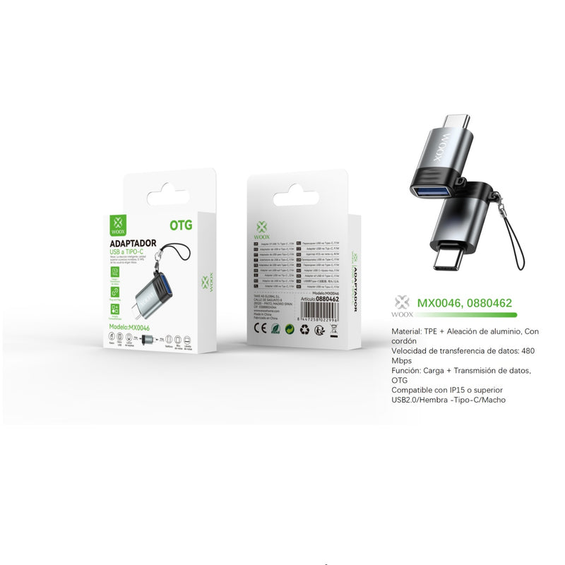 Adaptador USB/F a Tipo-C/M - negro - MX0046