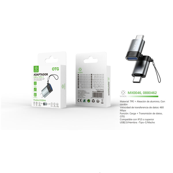 Adaptador USB/F a Tipo-C/M - negro - MX0046